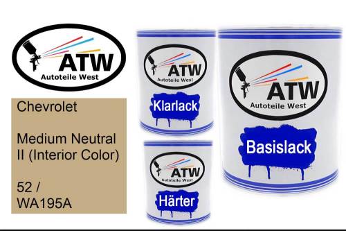 Chevrolet, Medium Neutral II (Interior Color), 52 / WA195A: 1L Lackdose + 1L Klarlack + 500ml Härter - Set, von ATW Autoteile West.